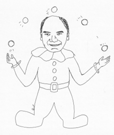 drawing of Tom Haines juggling