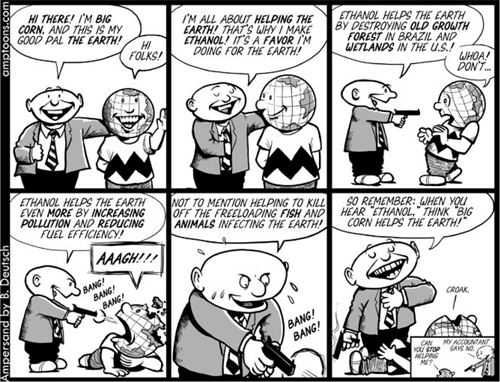 Ampersand cartoon on big corn