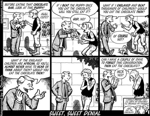 Ampersand cartoon on chocolate and slavery
