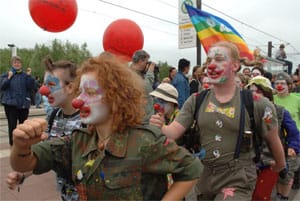image of clandestine insurgent rebel clown army at g8 summit