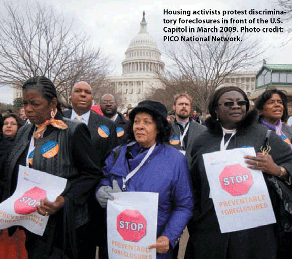 PICO protest against lending discrimination