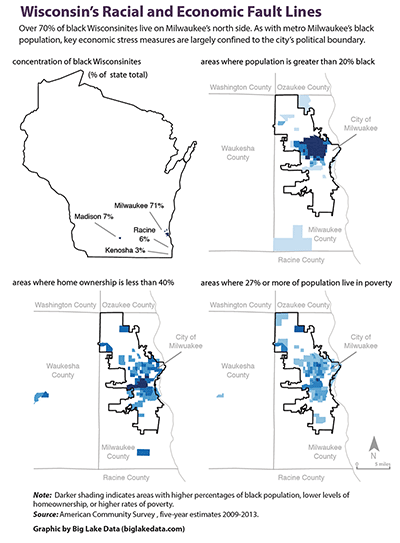 Map showing Wisconsin's racial and economic fault lines