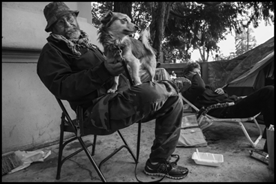 James Kelly lives outside the old city hall in Berkeley, Calif.